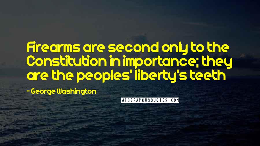 George Washington quotes: Firearms are second only to the Constitution in importance; they are the peoples' liberty's teeth