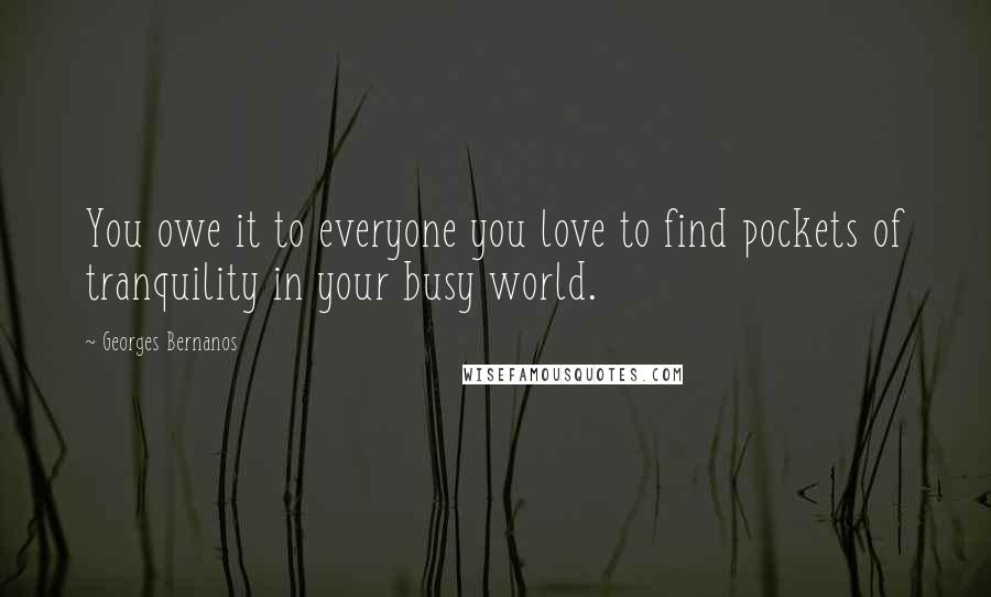 Georges Bernanos quotes: You owe it to everyone you love to find pockets of tranquility in your busy world.