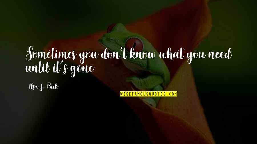 Georges Bizet Quotes By Ilsa J. Bick: Sometimes you don't know what you need until