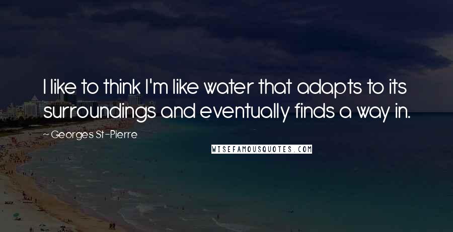 Georges St-Pierre quotes: I like to think I'm like water that adapts to its surroundings and eventually finds a way in.