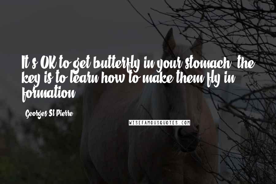 Georges St-Pierre quotes: It's OK to get butterfly in your stomach; the key is to learn how to make them fly in formation.