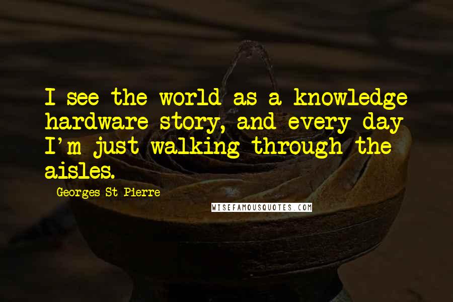 Georges St-Pierre quotes: I see the world as a knowledge hardware story, and every day I'm just walking through the aisles.