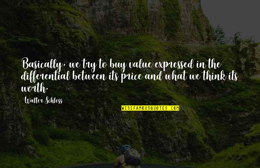 Georgy Quotes By Walter Schloss: Basically, we try to buy value expressed in