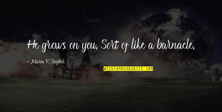 Geovany Rivera Quotes By Maria V. Snyder: He grows on you. Sort of like a Geovany Rivera Quotes By Maria V. Snyder: He grows on you. Sort of like a