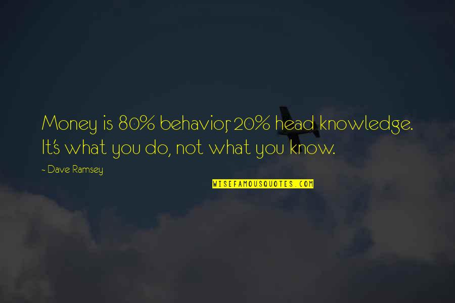 Gerald And Mr Birling Quotes By Dave Ramsey: Money is 80% behavior, 20% head knowledge. It's