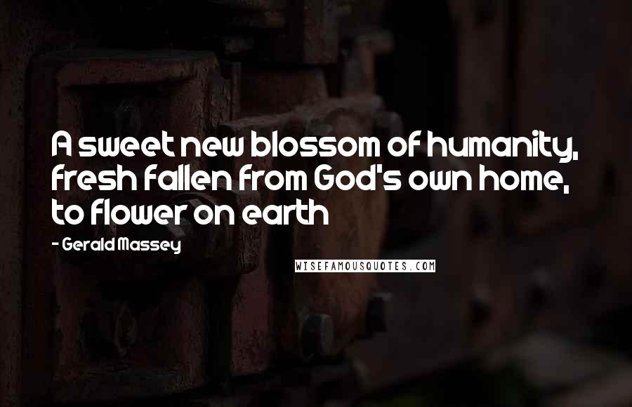 Gerald Massey quotes: A sweet new blossom of humanity, fresh fallen from God's own home, to flower on earth