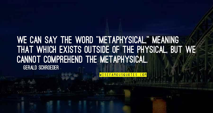 Gerald Schroeder Quotes By Gerald Schroeder: We can say the word "metaphysical," meaning that Gerald Schroeder Quotes By Gerald Schroeder: We can say the word "metaphysical," meaning that