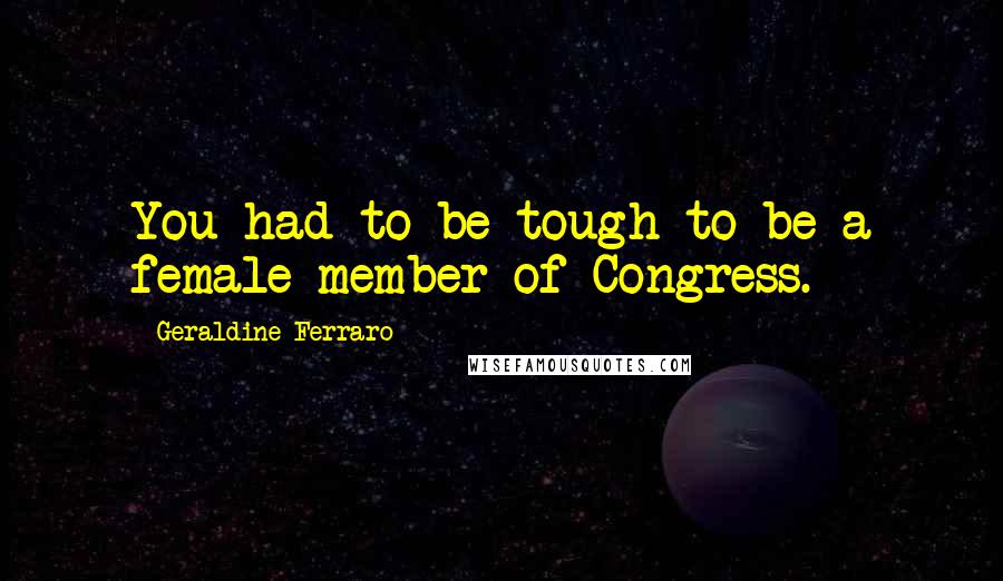 Geraldine Ferraro quotes: You had to be tough to be a female member of Congress.