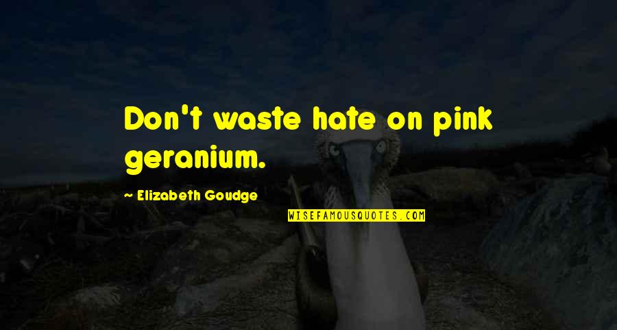 Geranium Quotes By Elizabeth Goudge: Don't waste hate on pink geranium.