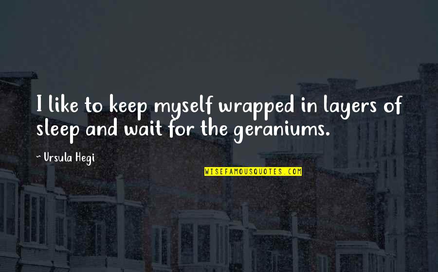 Geraniums Quotes By Ursula Hegi: I like to keep myself wrapped in layers