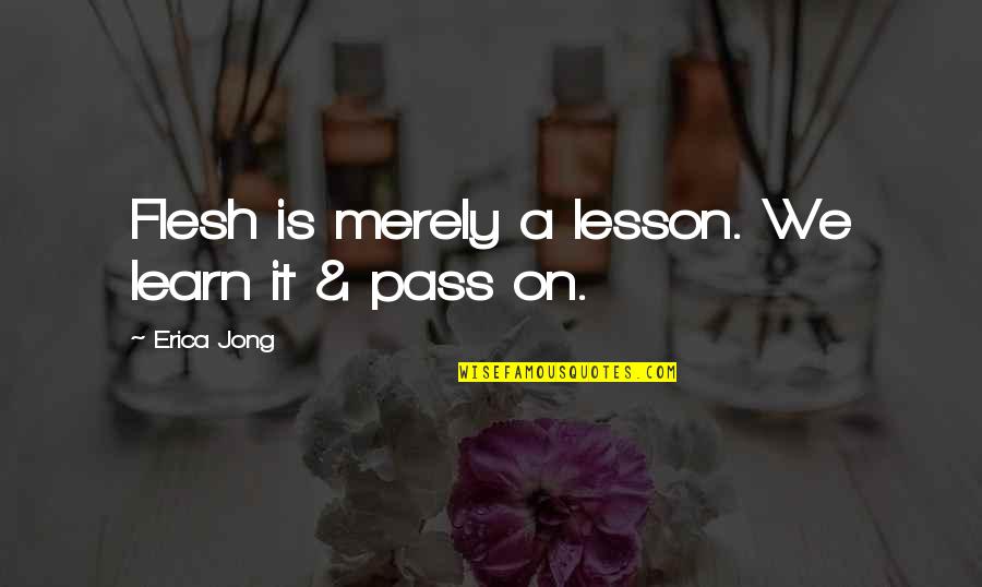 Gerbil Quotes By Erica Jong: Flesh is merely a lesson. We learn it
