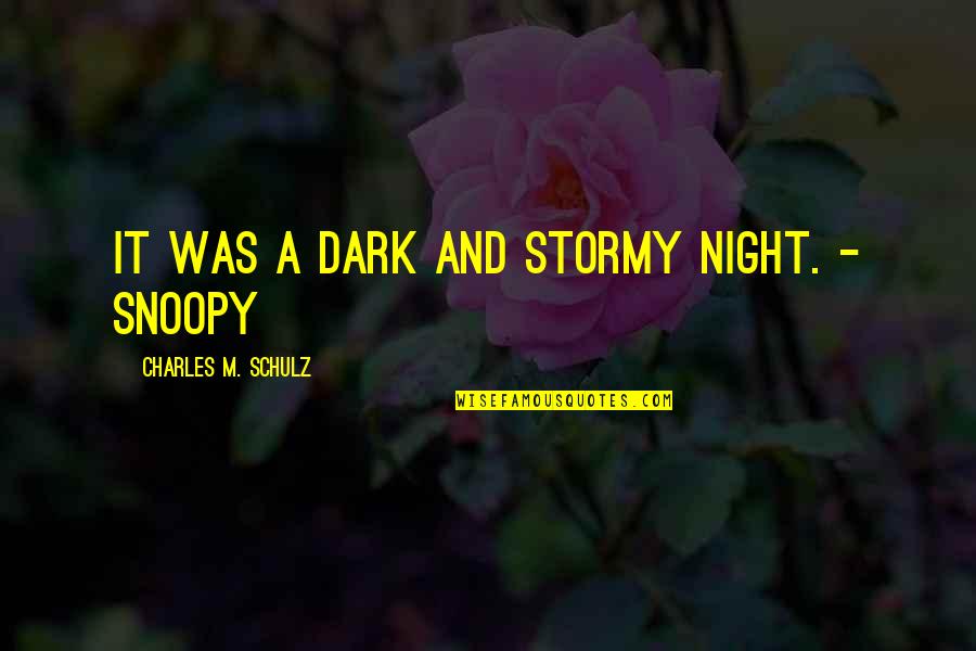 Gerbino Rochester Quotes By Charles M. Schulz: It was a dark and stormy night. -