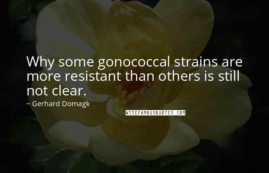 Gerhard Domagk quotes: Why some gonococcal strains are more resistant than others is still not clear.