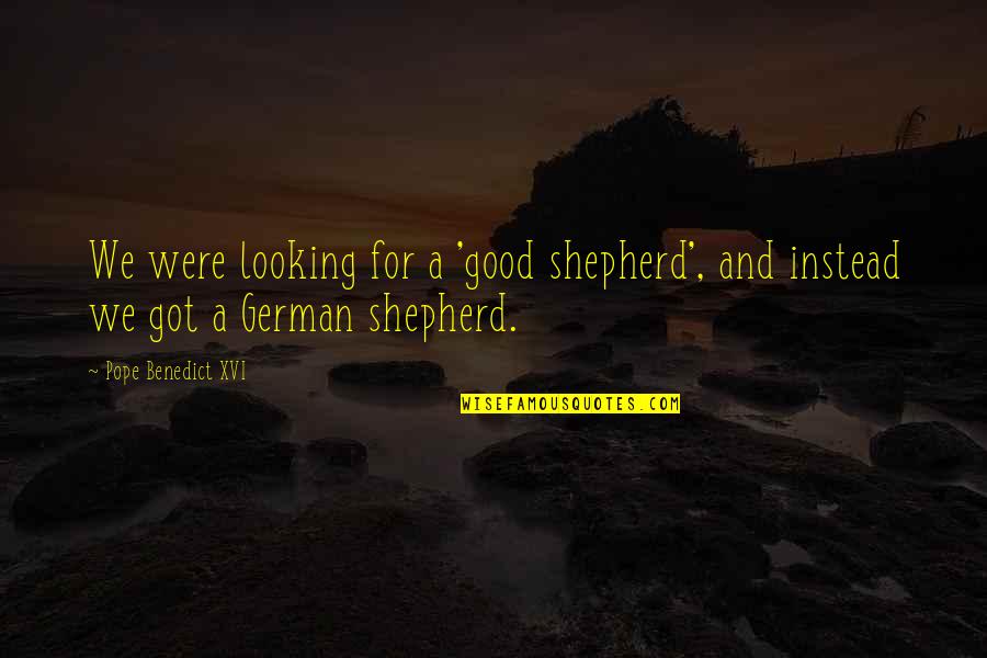 German Shepherd Quotes By Pope Benedict XVI: We were looking for a 'good shepherd', and