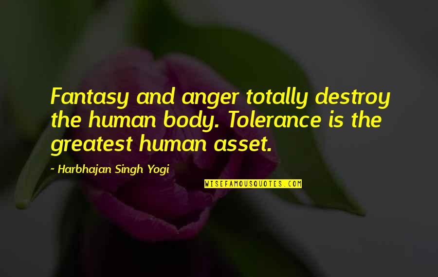 Gern Quotes By Harbhajan Singh Yogi: Fantasy and anger totally destroy the human body.