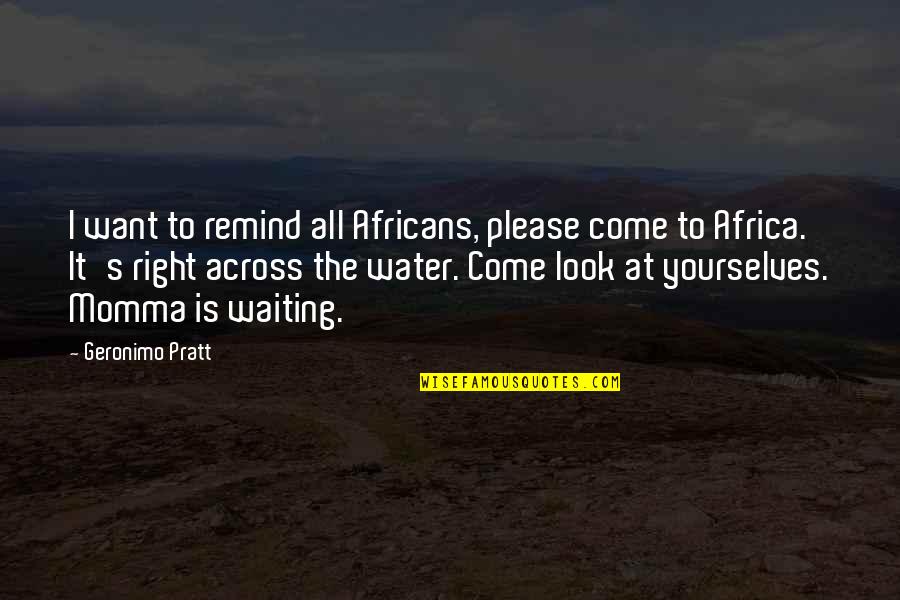 Geronimo's Quotes By Geronimo Pratt: I want to remind all Africans, please come