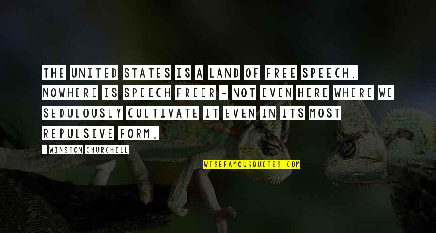 Gerrianne Raphael Quotes By Winston Churchill: The United States is a land of free Gerrianne Raphael Quotes By Winston Churchill: The United States is a land of free