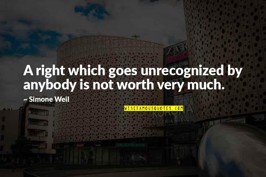 Gerson Institute Quotes By Simone Weil: A right which goes unrecognized by anybody is