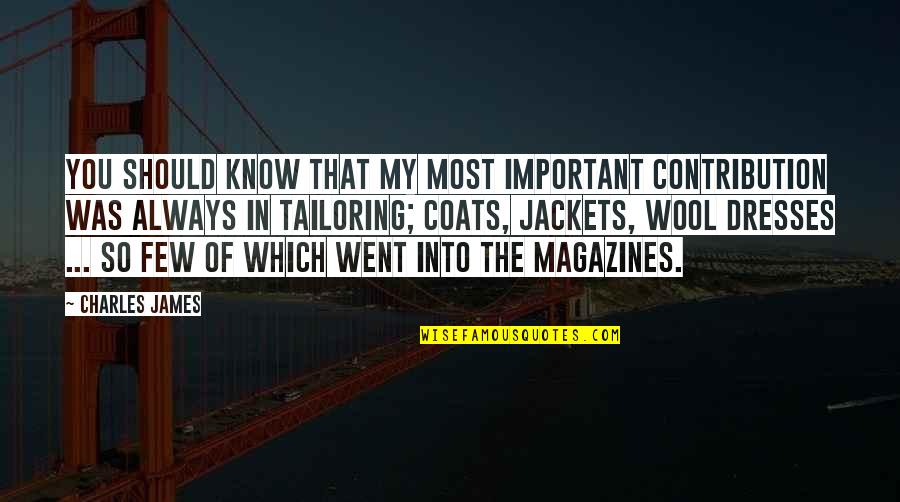 Gertjan Verbeek Quotes By Charles James: You should know that my most important contribution