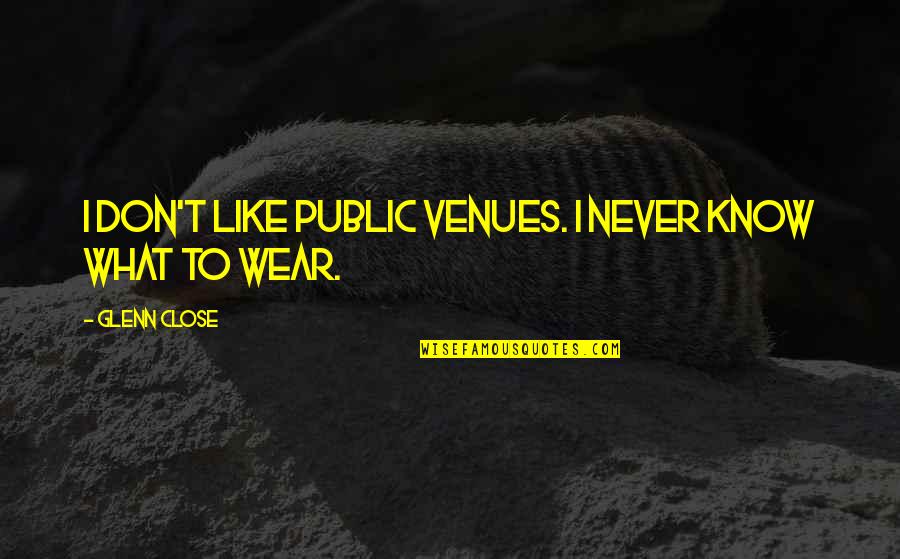 Gespenst Phenomenon Quotes By Glenn Close: I don't like public venues. I never know