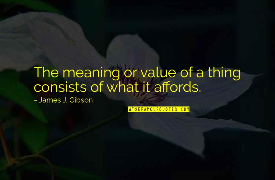 Gespr Chig Quotes By James J. Gibson: The meaning or value of a thing consists