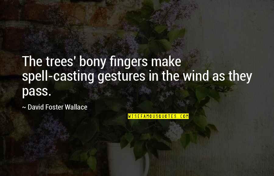 Gestures Quotes By David Foster Wallace: The trees' bony fingers make spell-casting gestures in