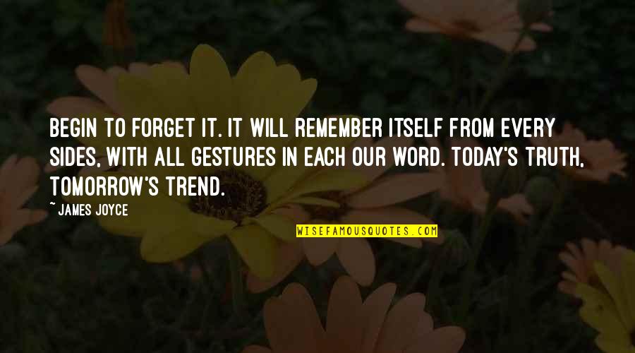 Gestures Quotes By James Joyce: Begin to forget it. It will remember itself