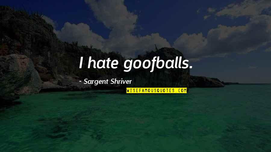Get Back In Your Good Graces Quotes By Sargent Shriver: I hate goofballs.