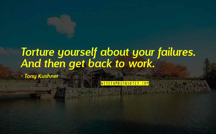 Get Back To Work Quotes By Tony Kushner: Torture yourself about your failures. And then get