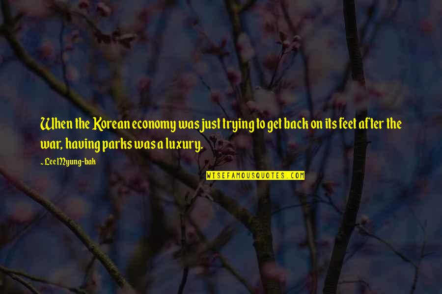 Get Back Up On Your Feet Quotes By Lee Myung-bak: When the Korean economy was just trying to