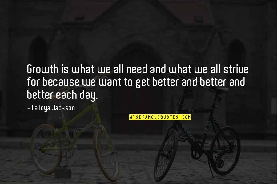 Get Better Each Day Quotes By LaToya Jackson: Growth is what we all need and what