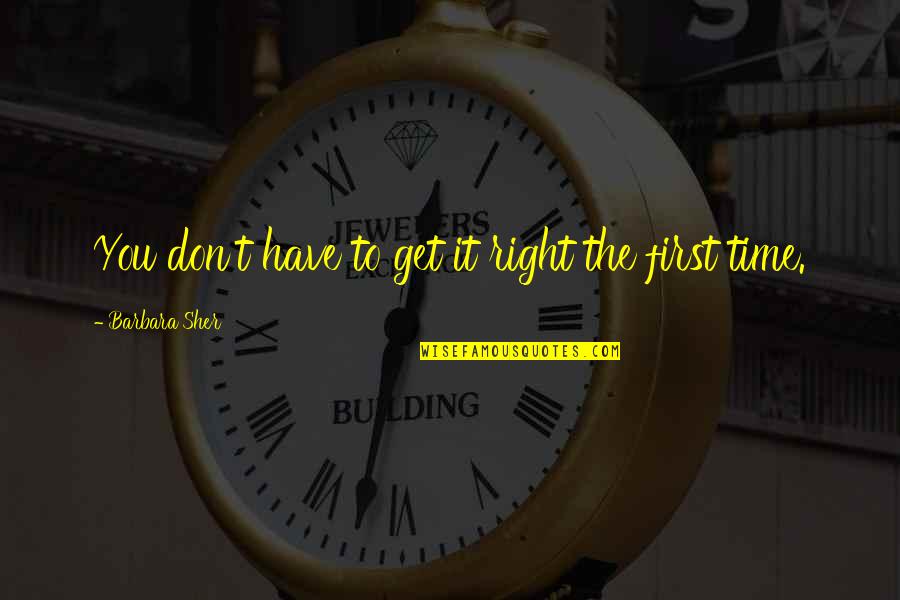 Get It Right The First Time Quotes By Barbara Sher: You don't have to get it right the