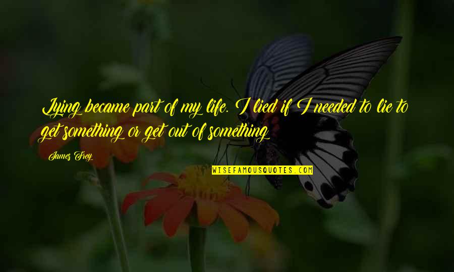 Get Out Of My Life Quotes By James Frey: Lying became part of my life. I lied