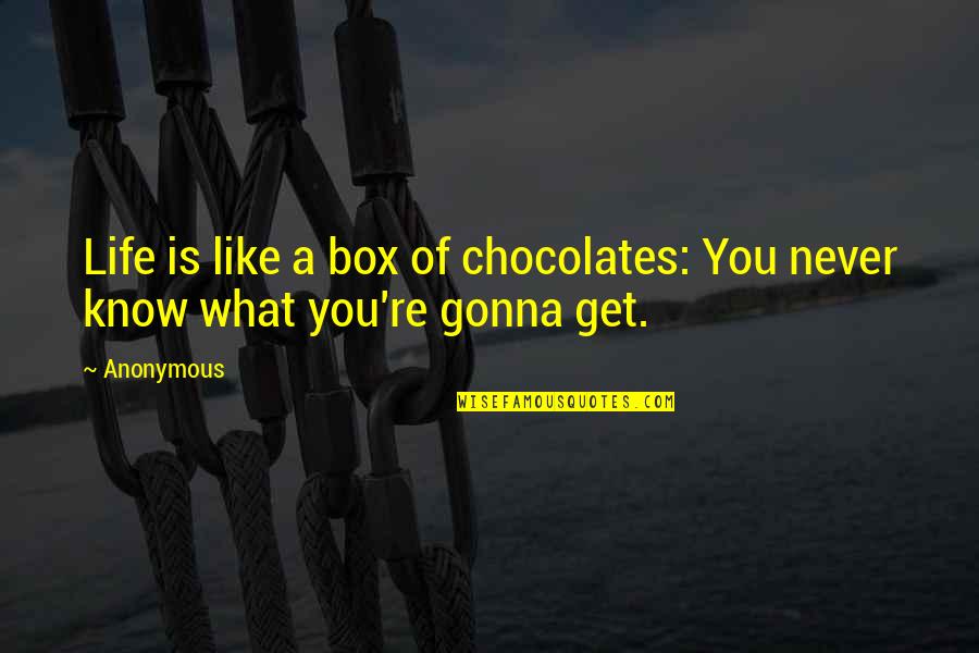 Get Out Of Your Box Quotes By Anonymous: Life is like a box of chocolates: You