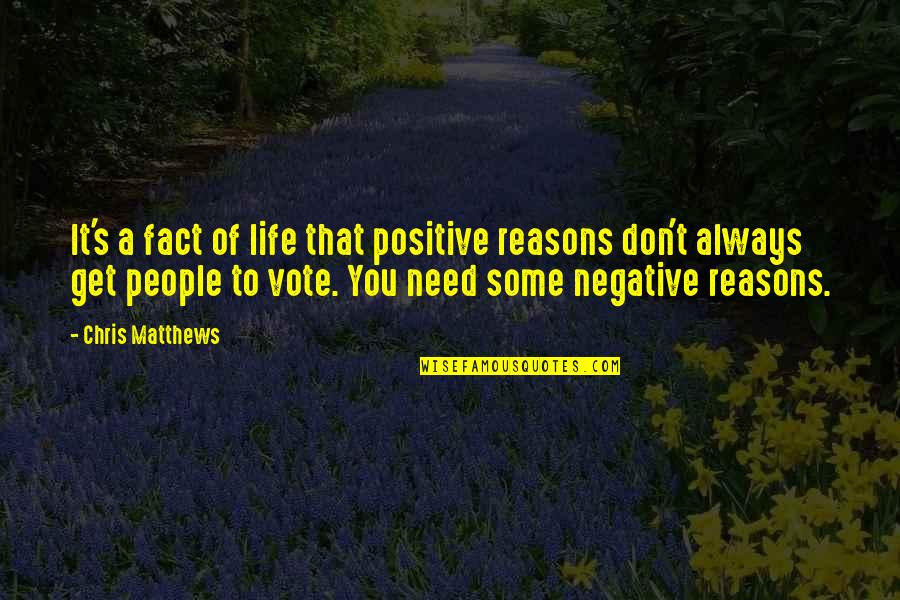 Get Some Life Quotes By Chris Matthews: It's a fact of life that positive reasons
