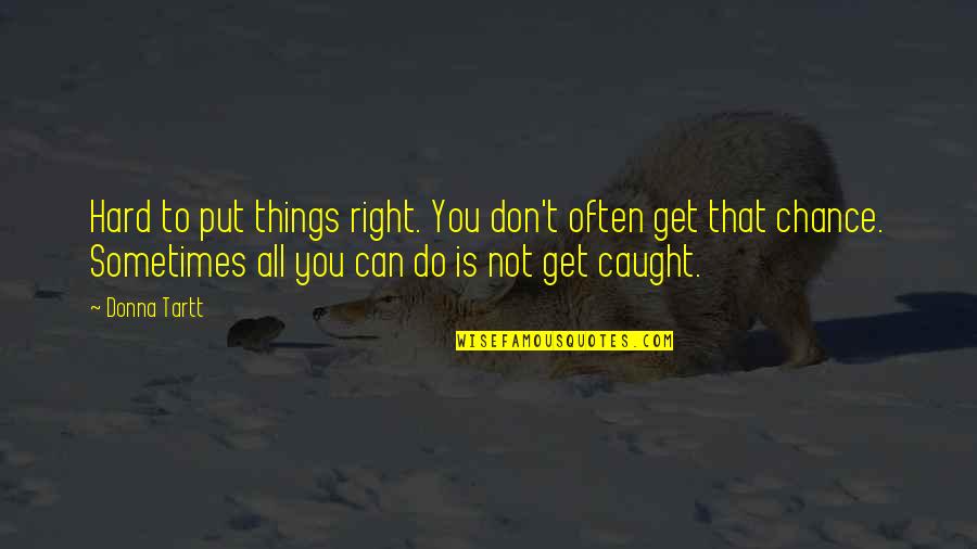 Get Things Right Quotes By Donna Tartt: Hard to put things right. You don't often