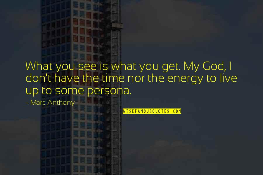 Get To See You Quotes By Marc Anthony: What you see is what you get. My