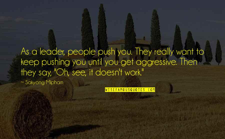 Get To See You Quotes By Sakyong Mipham: As a leader, people push you. They really