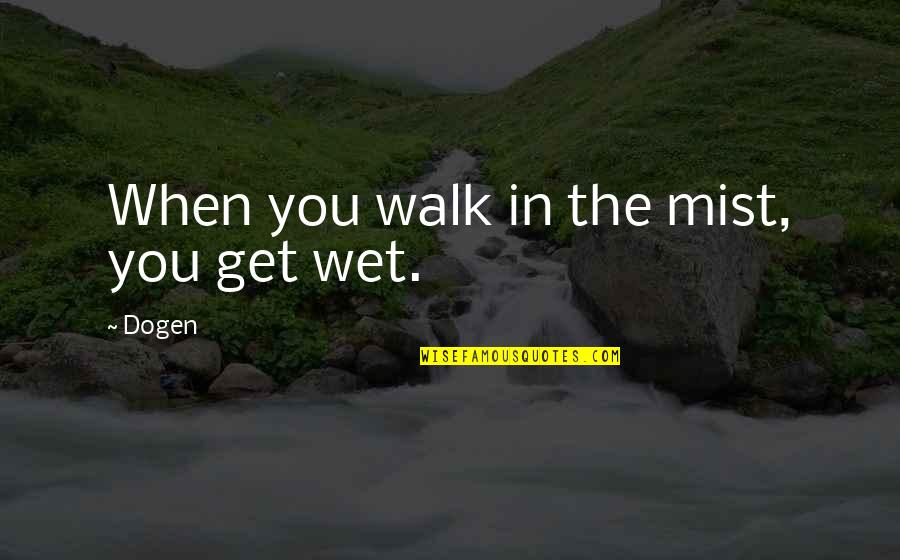 Get Wet Quotes By Dogen: When you walk in the mist, you get