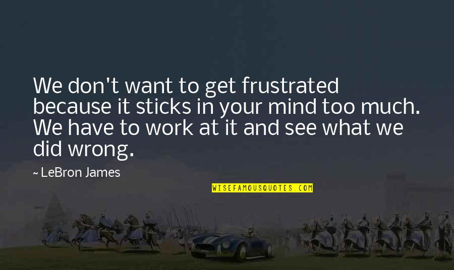 Get You Off My Mind Quotes By LeBron James: We don't want to get frustrated because it