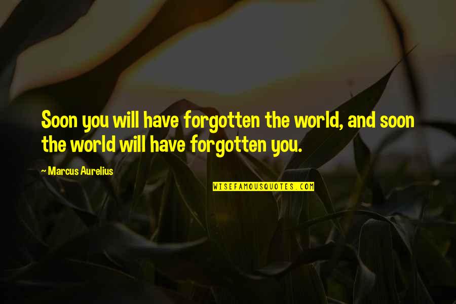 Get Your Mind Out Of The Gutter Quotes By Marcus Aurelius: Soon you will have forgotten the world, and