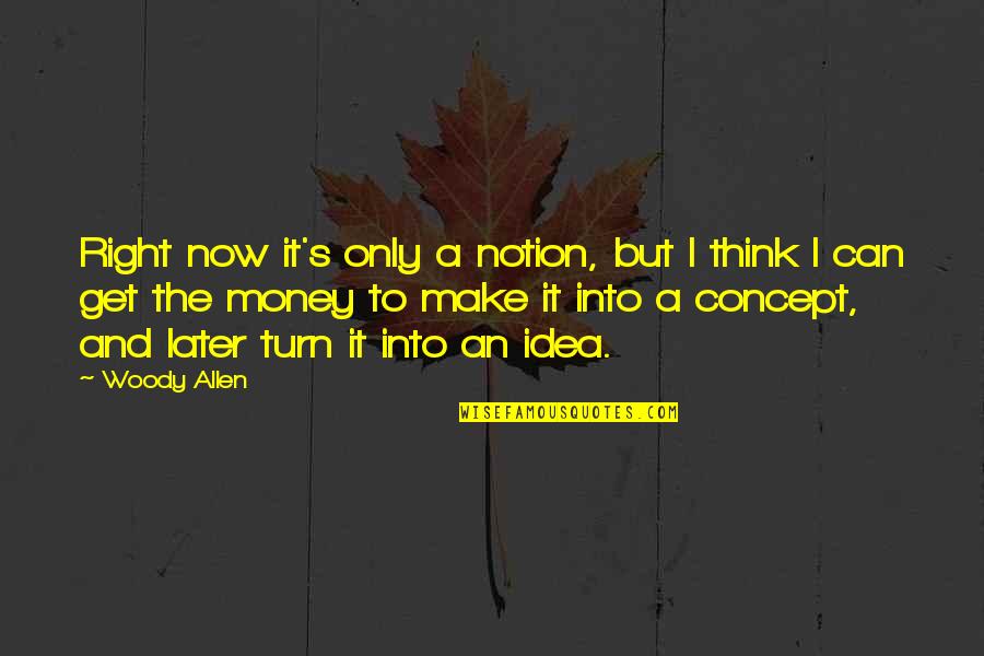Get Your Money Right Quotes By Woody Allen: Right now it's only a notion, but I