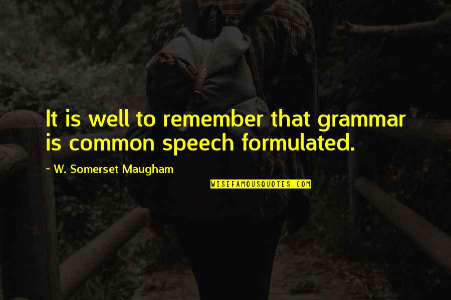 Gethnian Quotes By W. Somerset Maugham: It is well to remember that grammar is