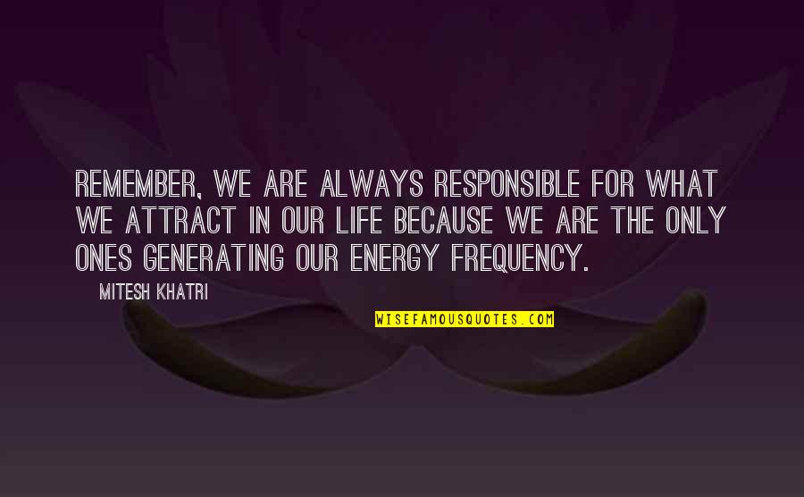 Getting Back To Life Quotes By Mitesh Khatri: Remember, we are always responsible for what we