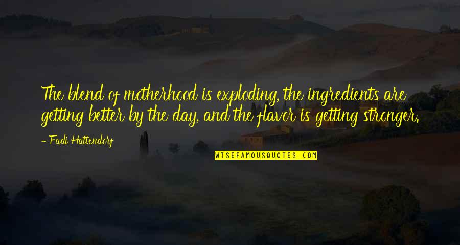 Getting Better Day By Day Quotes By Fadi Hattendorf: The blend of motherhood is exploding, the ingredients Getting Better Day By Day Quotes By Fadi Hattendorf: The blend of motherhood is exploding, the ingredients