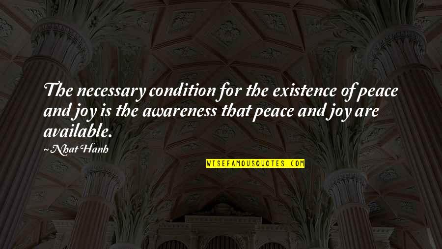 Getting Better Results Quotes By Nhat Hanh: The necessary condition for the existence of peace
