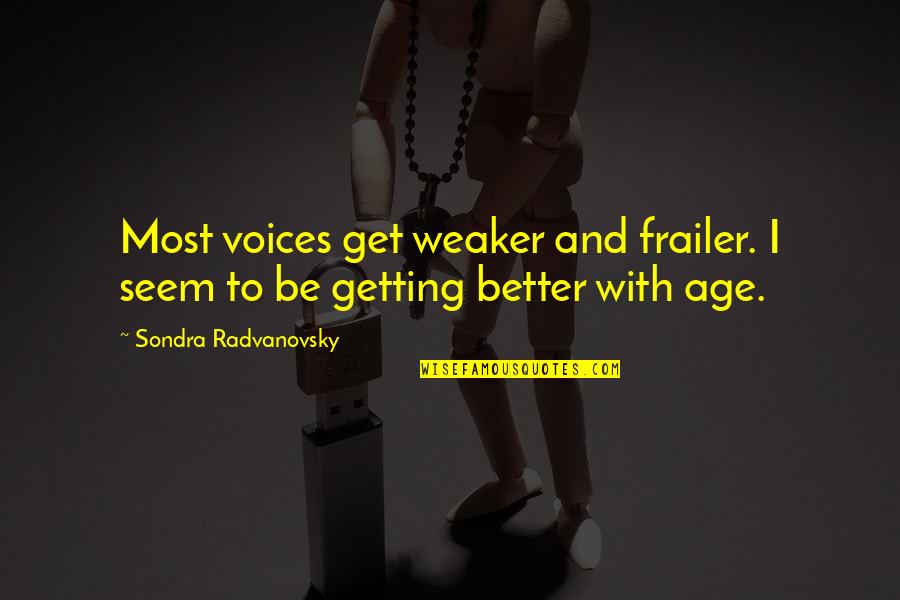 Getting Better With Age Quotes By Sondra Radvanovsky: Most voices get weaker and frailer. I seem