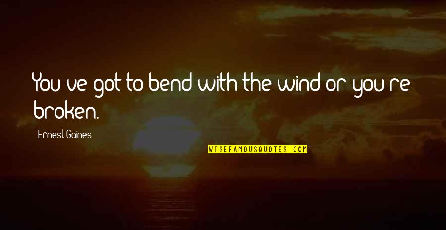 Getting Divorced Quotes By Ernest Gaines: You've got to bend with the wind or
