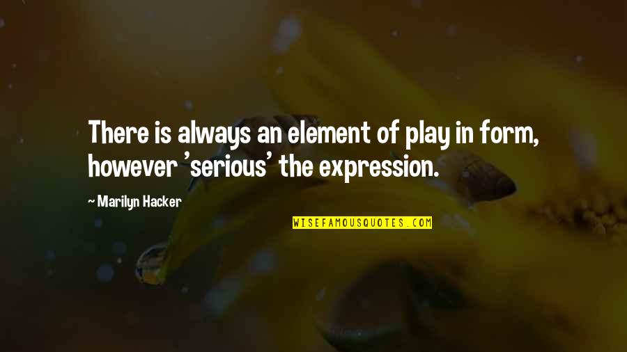 Getting High On Weed Quotes By Marilyn Hacker: There is always an element of play in