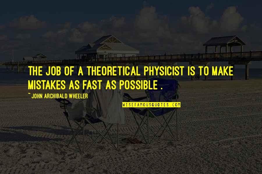 Getting Hurt By Love Quotes By John Archibald Wheeler: The job of a theoretical physicist is to